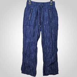 Athleta Cabo Linen Textured Wide Leg Pants Size 4 High Rise Chambray Drawstring